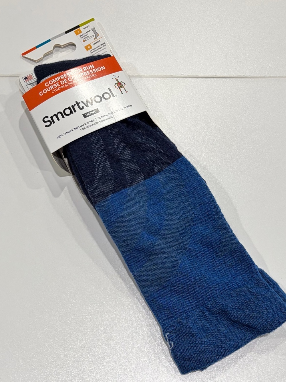 SmartWool Men's Large Run Targeted Cushion Compression Socks Navy Blue NWT